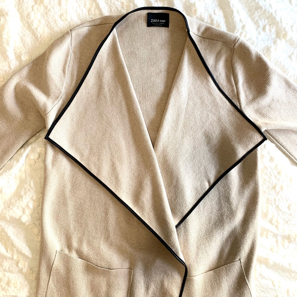Zara Knit Long Beige Cardigan - Size L